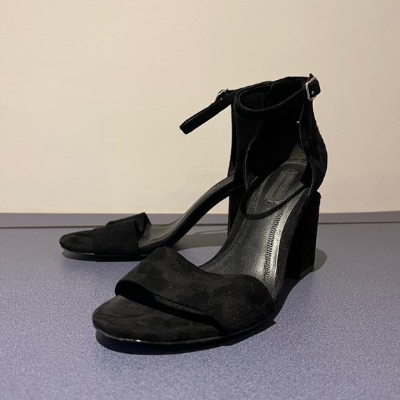 Alexander Wang Black Suede Heels With Cut Out Detail and Ankle Strap - Picture 6 of 6